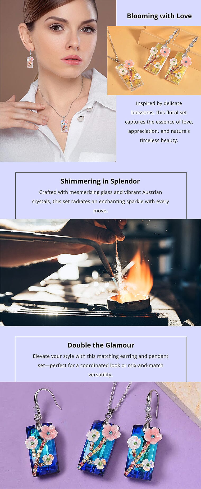 Crystal Necklace and Earrings in Silvertone Banner