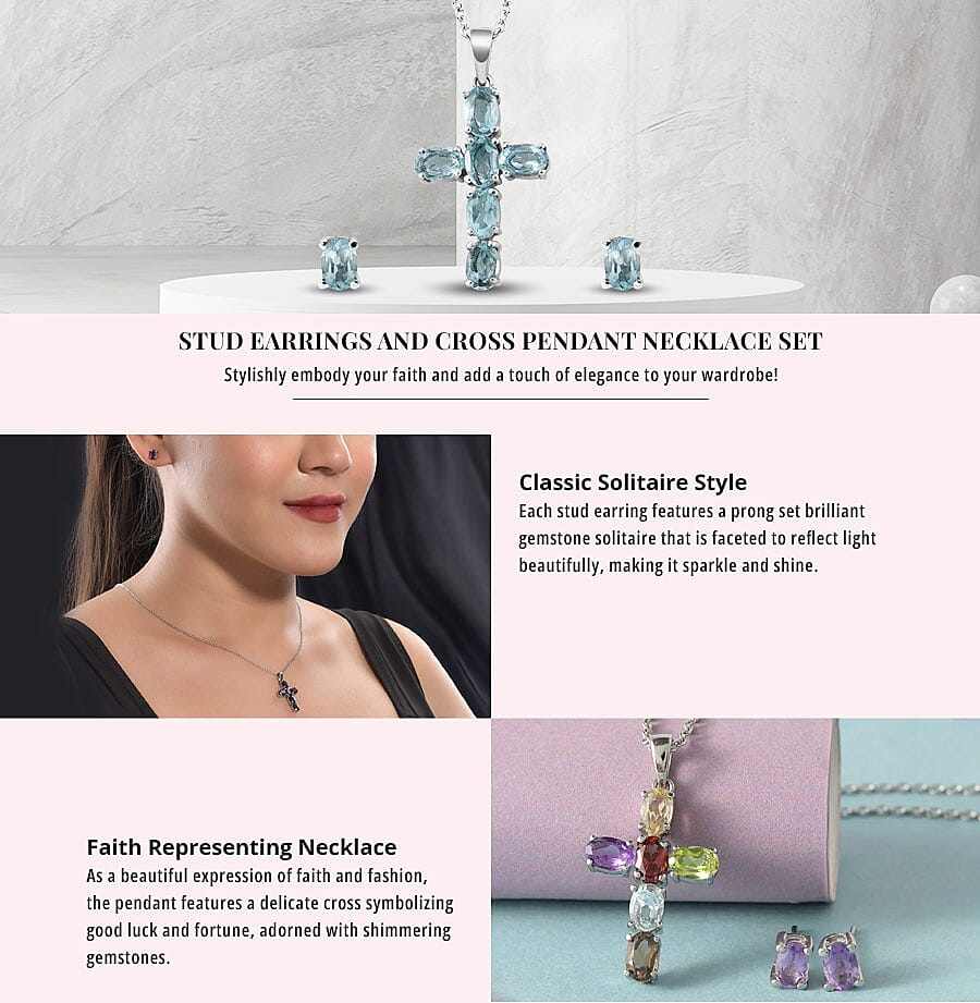 Stud Earrings and Cross Pendant Necklace Set Banner