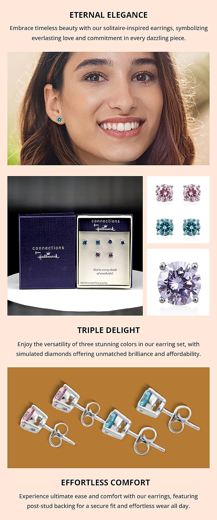 Brilliante 2.90 DEW Simulated Diamond Solitaire Stud Earrings main image 1