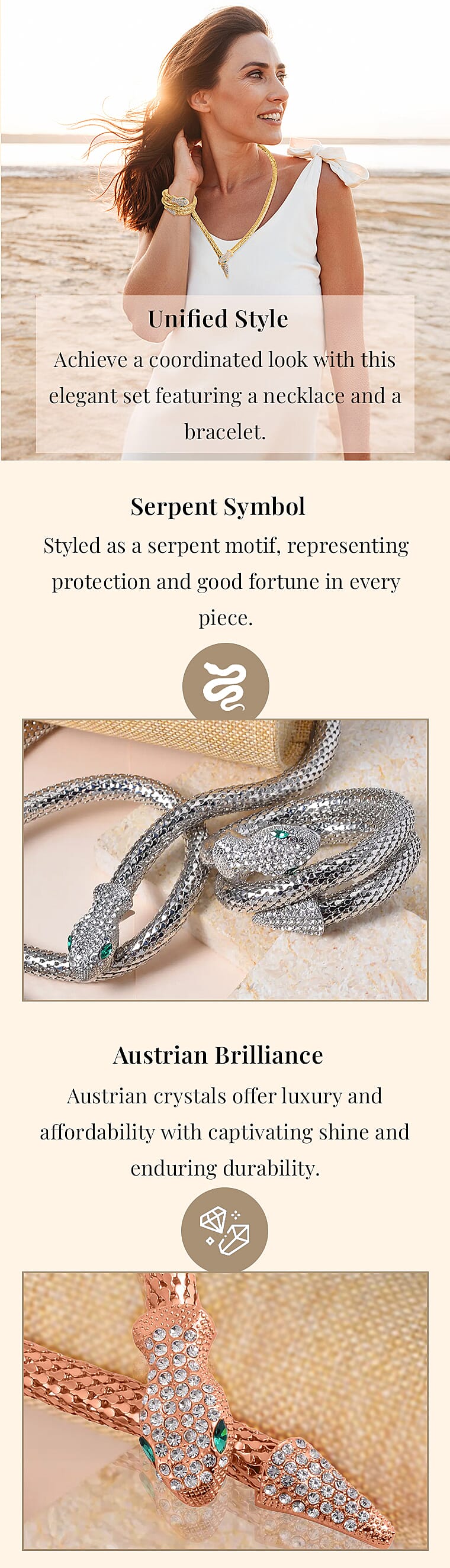 White Austrian Crystal Snake BraceletBanner