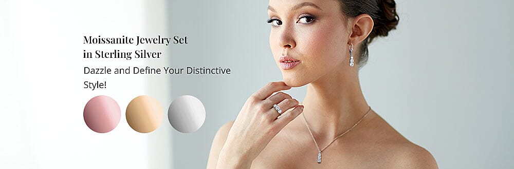 Moissanite Jewelry Set in Sterling Silver Banner