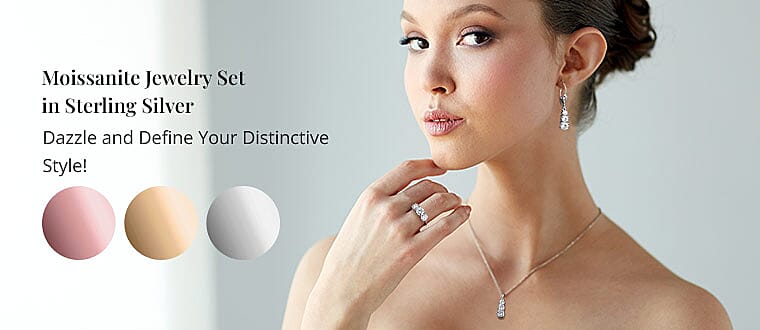 Moissanite Jewelry Set in Sterling Silver Banner