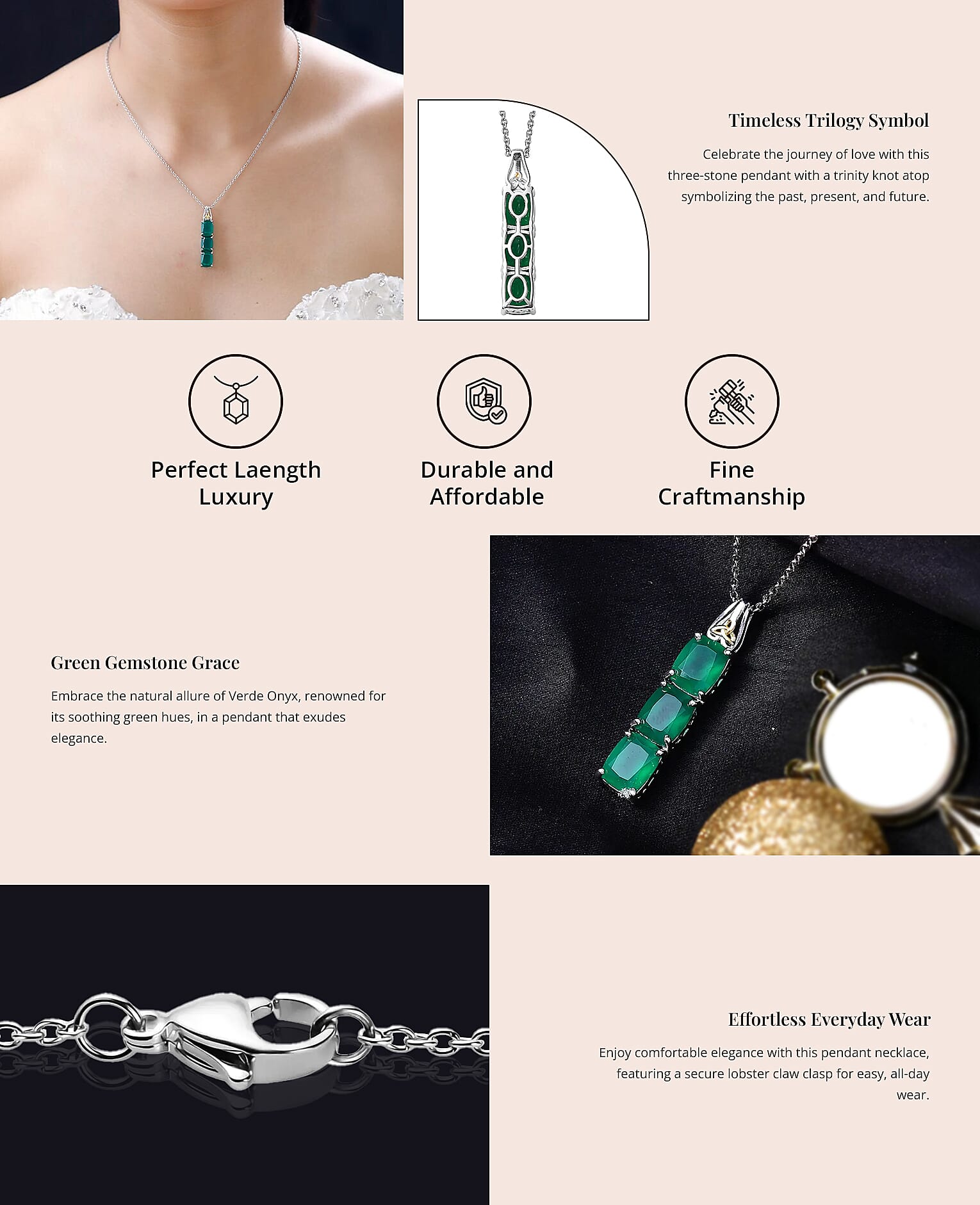 Karis Verde Onyx 6.40 ctw Pendant in 18K YG Plated & Platinum Bond with Stainless Steel Necklace 20 Inches Banner