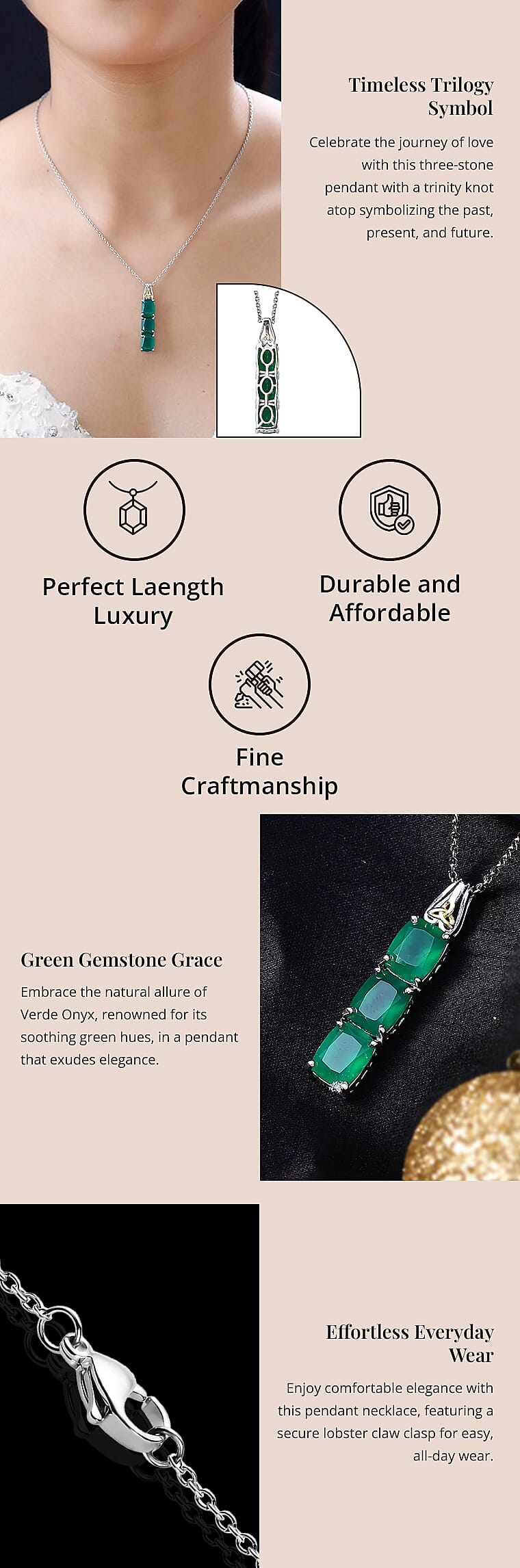 Karis Verde Onyx 6.40 ctw Pendant in 18K YG Plated & Platinum Bond with Stainless Steel Necklace 20 InchesBanner