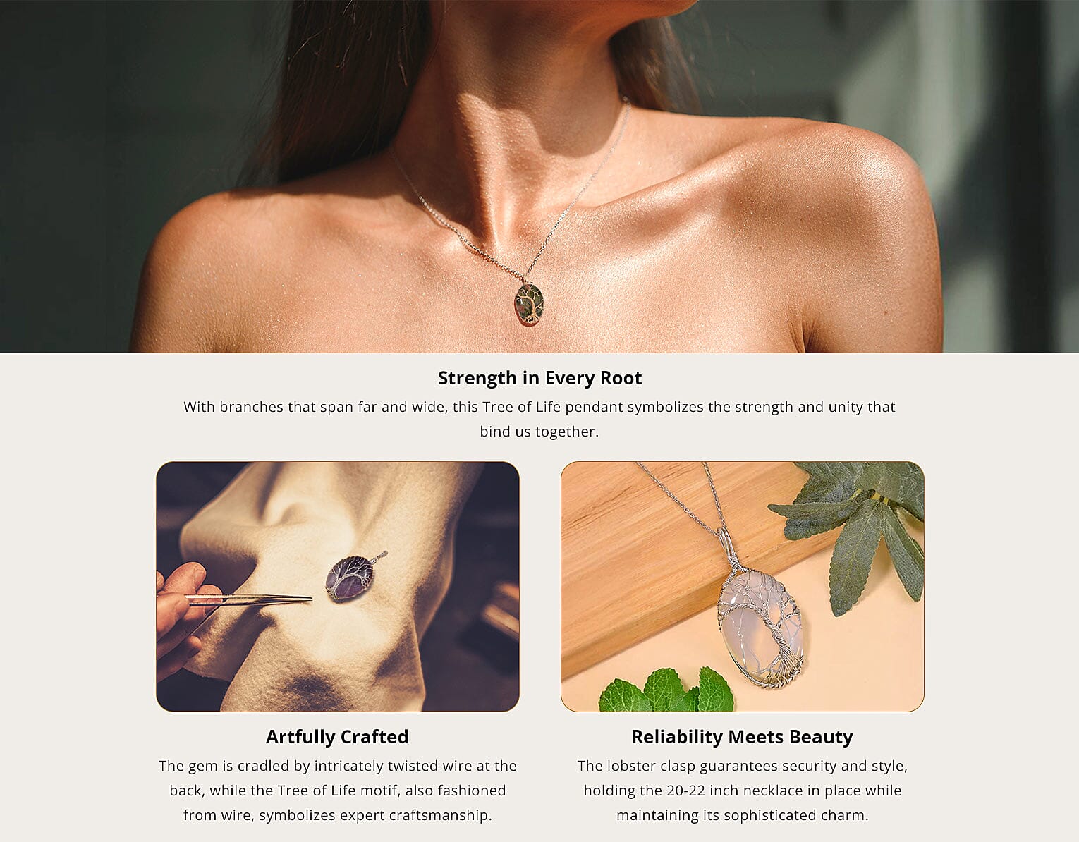 Pendant in Silvertone with Stainless Steel Necklace Banner