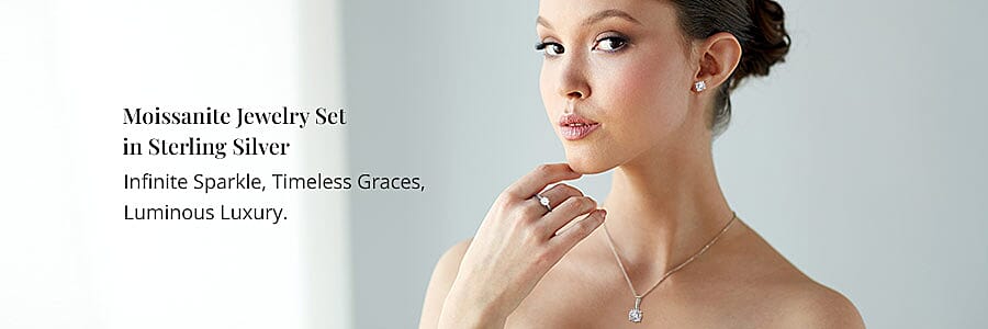 Moissanite Jewelry Set in Sterling Silver Banner