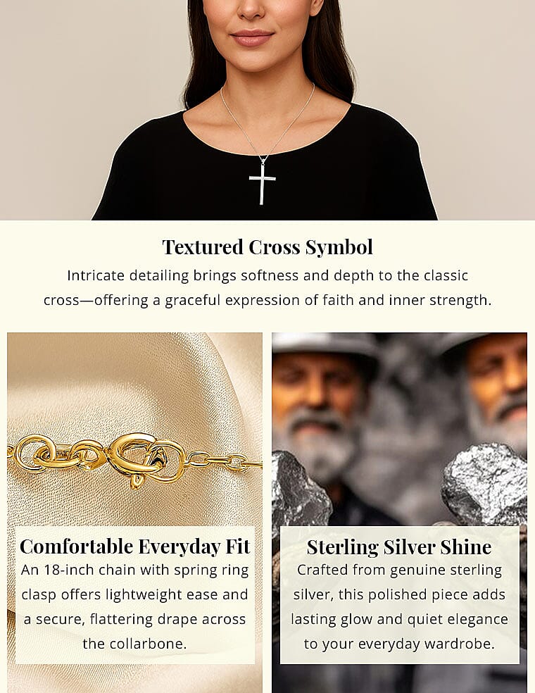 Sterling Silver Cross Pendant Necklace 18 Inches 3.55 Grams Banner