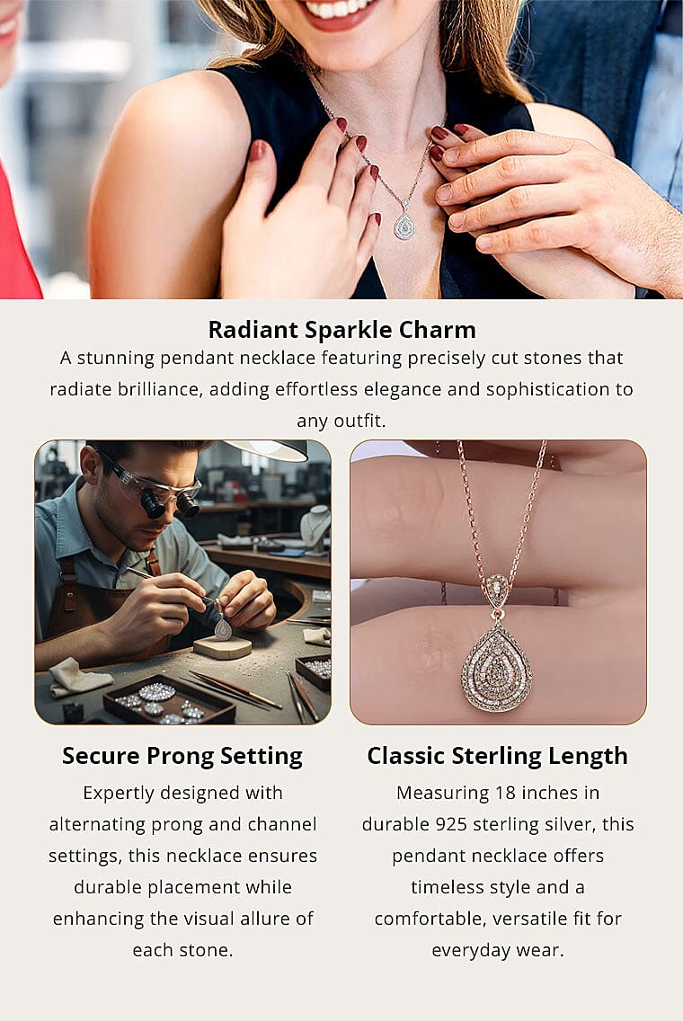 Diamond 1.00 ctw Pendant Necklace in Platinum Over Sterling Silver 18 Inches Banner