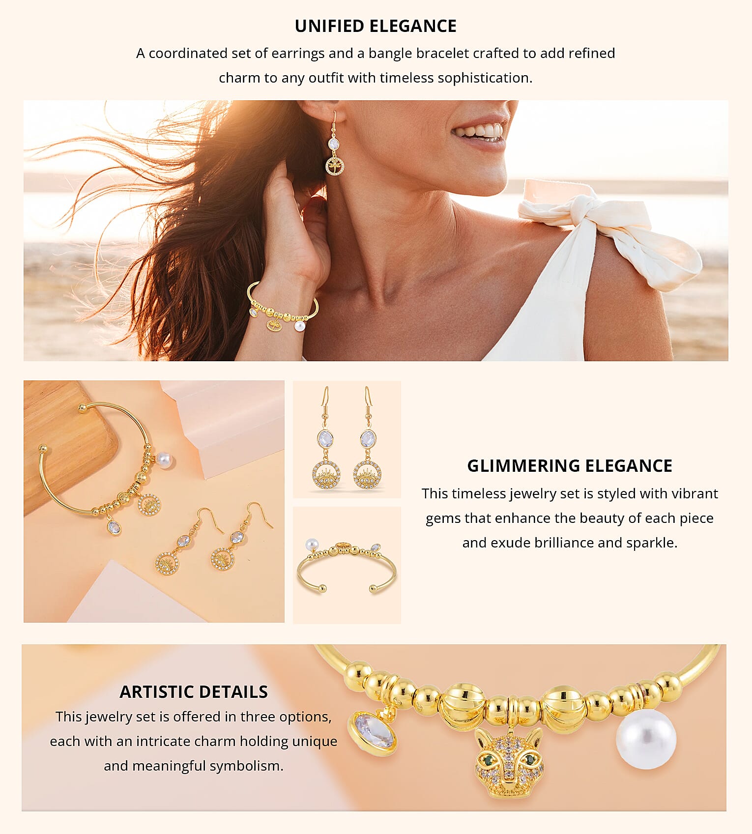 Simulated Pearl, Simulated Diamond, Austrian Crystal Bangle Bracelet (7.00In) and Earrings with Dragonfly Charm in Goldtone Banner