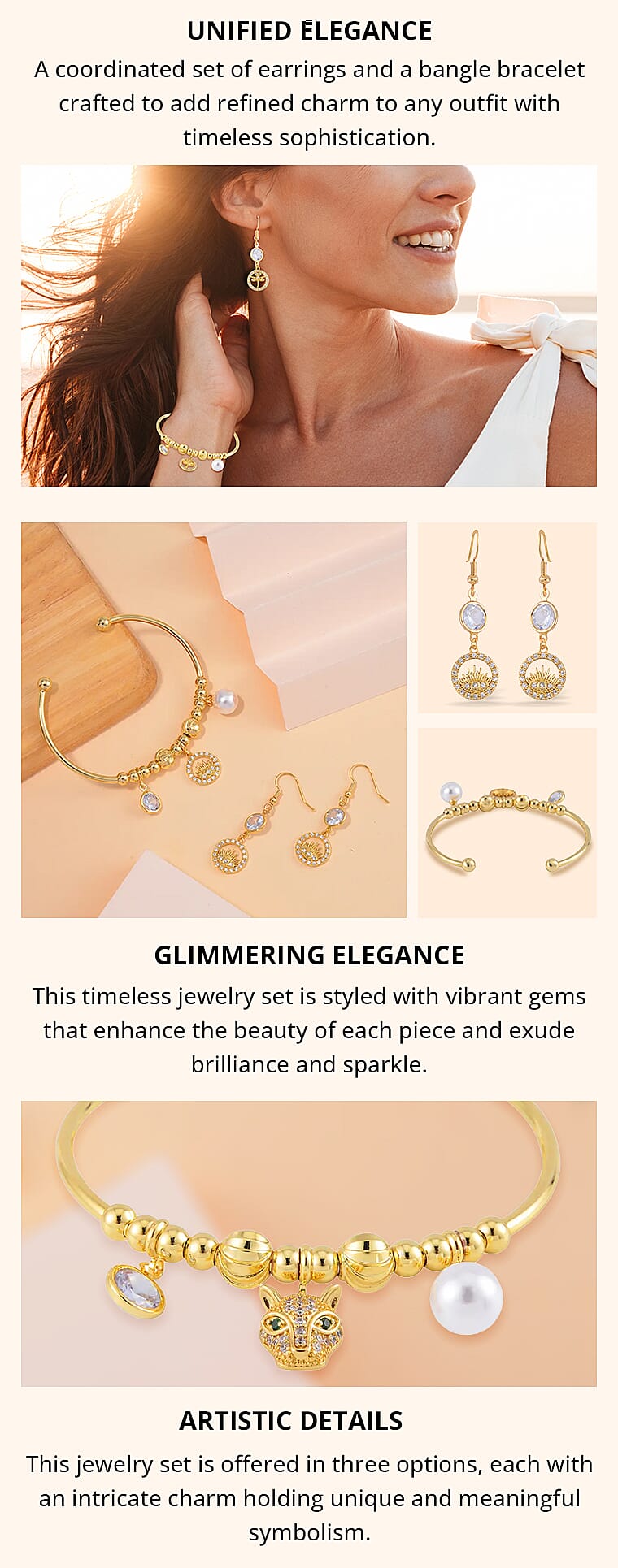 Simulated Pearl, Simulated Diamond, Austrian Crystal Bangle Bracelet (7.00In) and Earrings with Dragonfly Charm in GoldtoneBanner