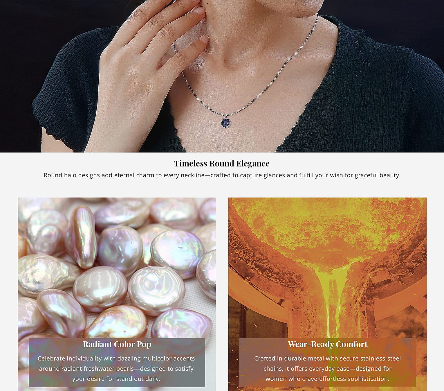 Peacock Freshwater Cultured Pearl and Simulated Multi Color Diamond Pendant in Silvertone with Stainless Steel Necklace 20 Inches Banner