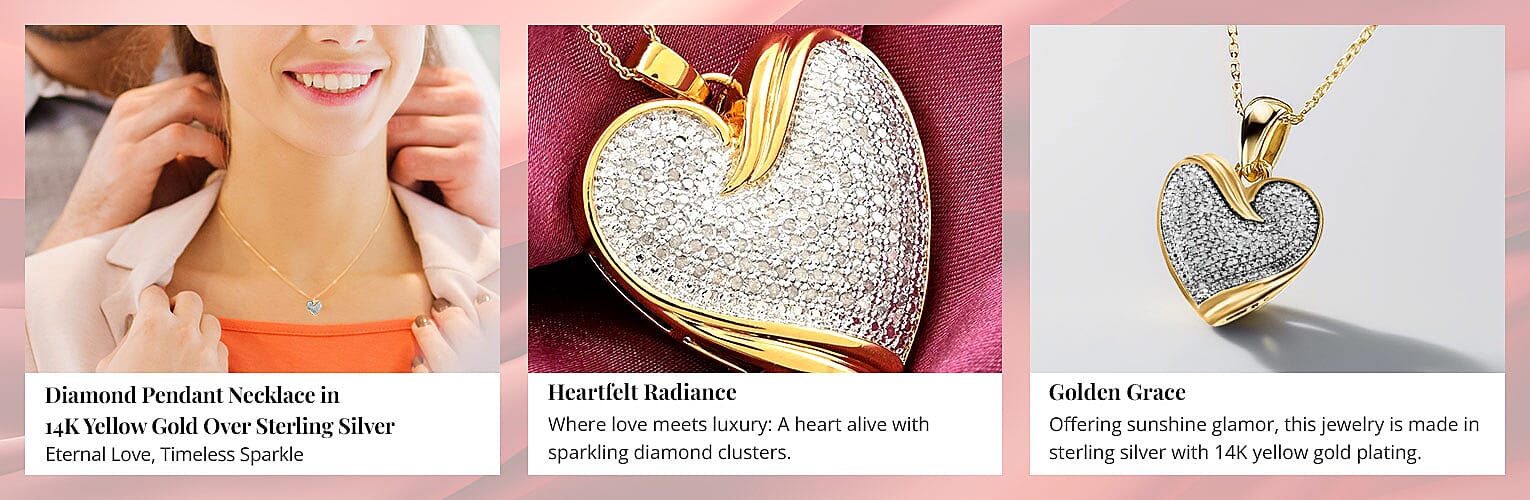 Diamond Pendant Necklace in 14K Yellow Gold Over Sterling Silver Banner