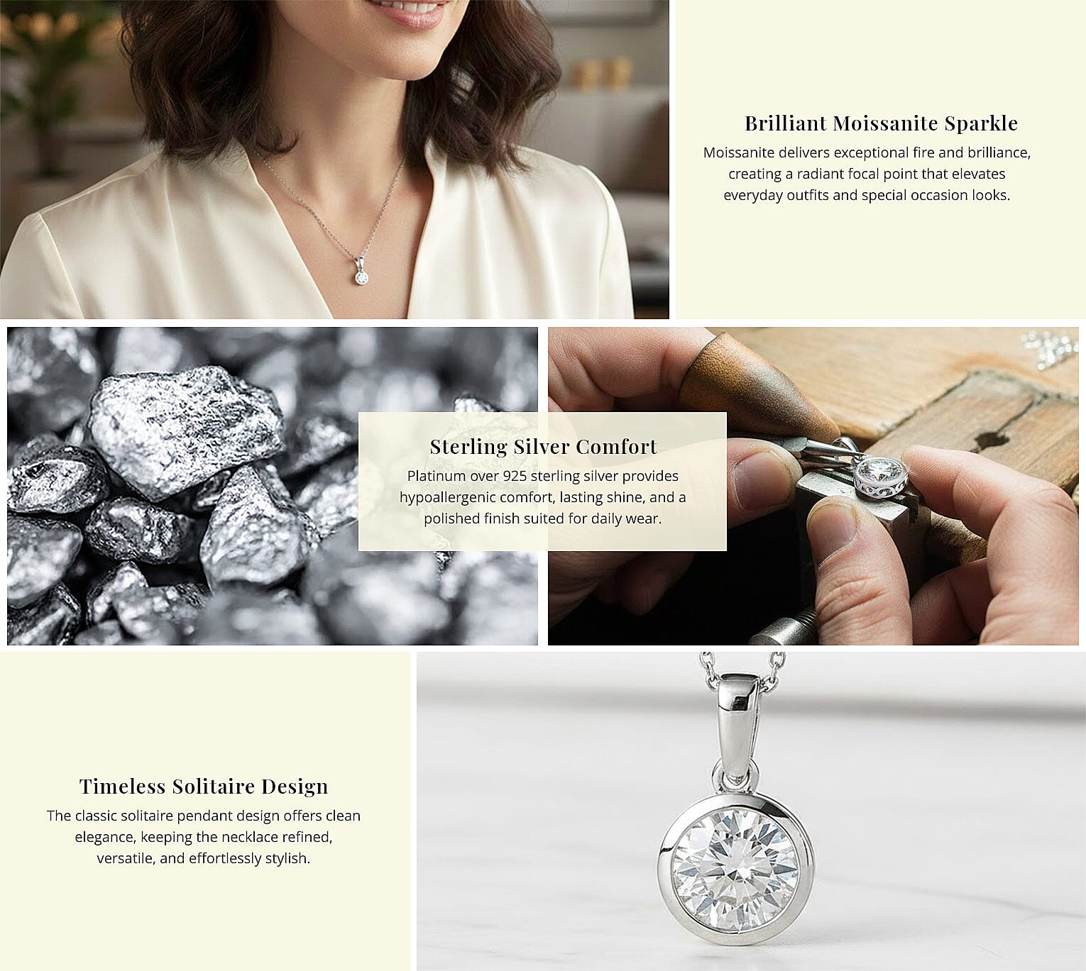 Moissanite 1.80 ctw Pendant Necklace 20 Inches in Platinum Over Sterling Silver Banner