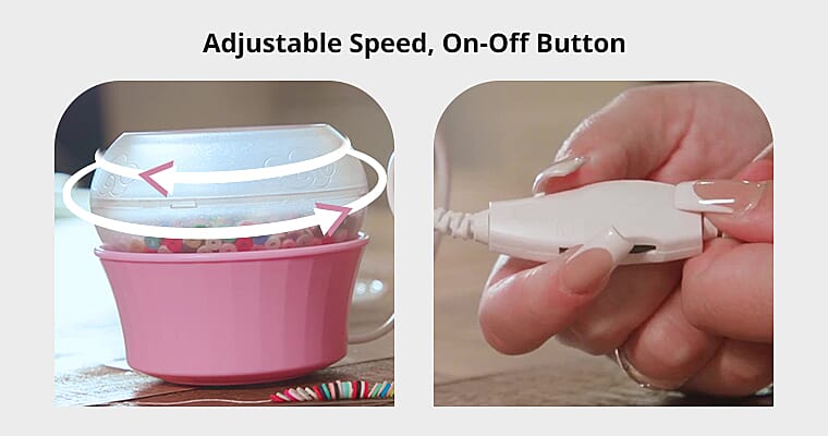Adjustable Speed, On-Off Button Banner