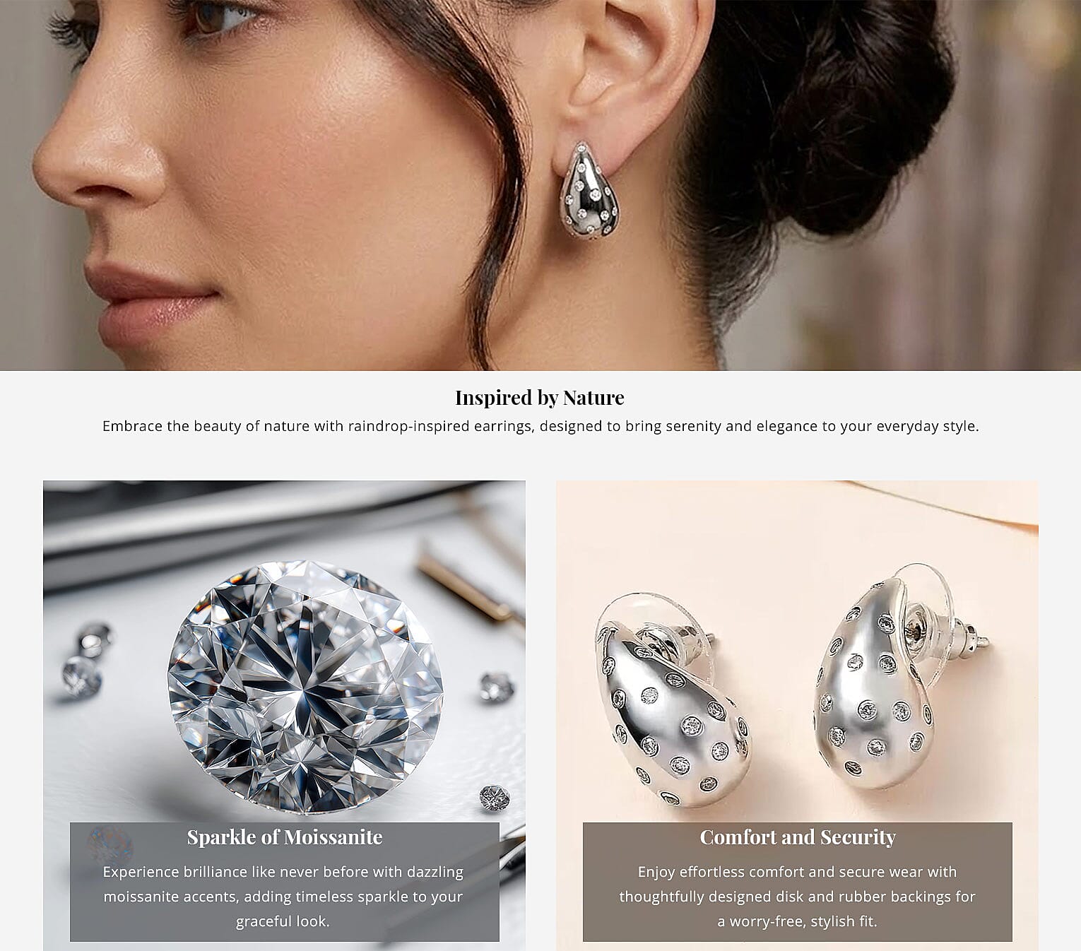 Set of 2 Moissanite Raindrop Tear Drop Statement Earrings in Vermeil YG and Platinum Over Sterling Silver 1.90 ctw Banner