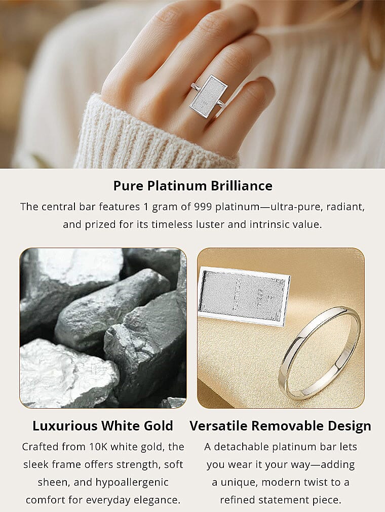 999 Platinum Bar 1g with 10K White Gold2.80g Ring Banner