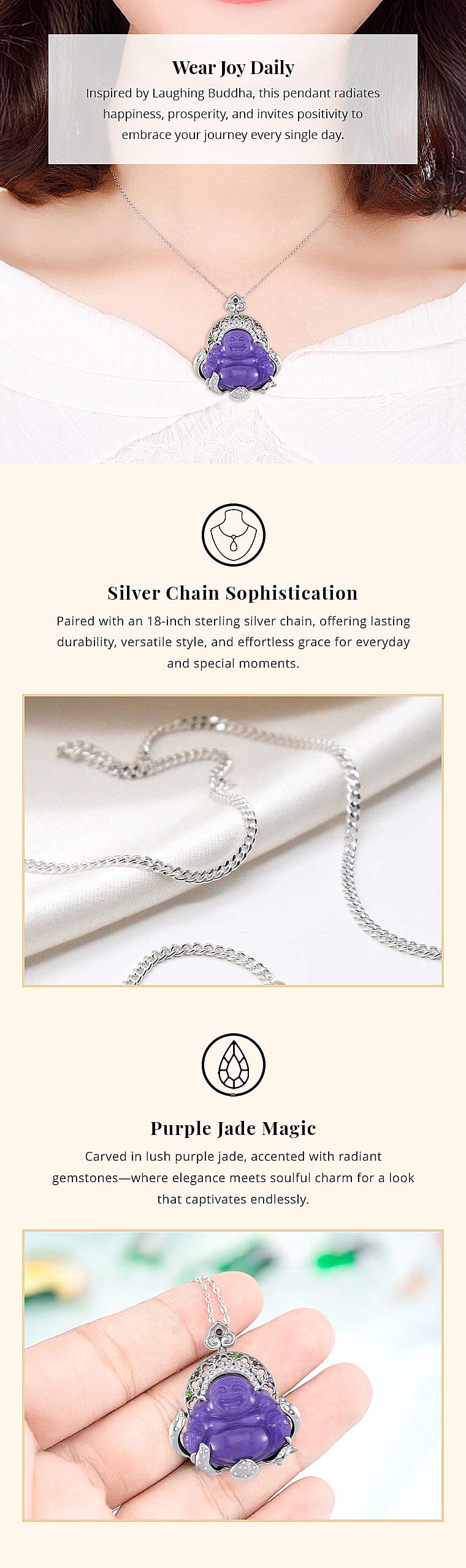 Purple Jade Carved (D) and Multi Gemstone 47.65 ctw Buddha Pendant Necklace Banner