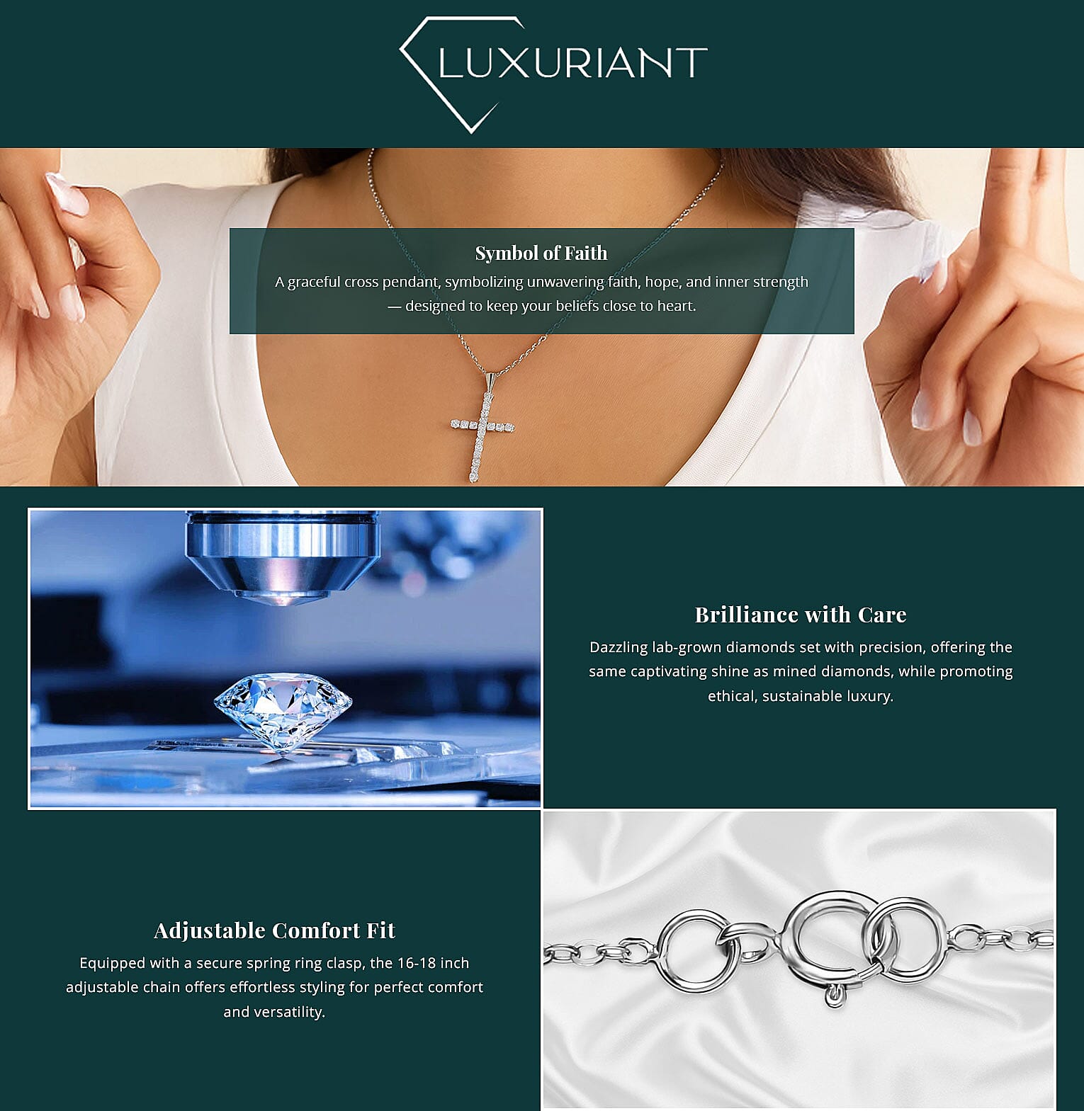 Luxuriant Lab Grown Diamond 0.45 ctw Pendant in 10K White Gold with Stainless Steel Necklace Banner