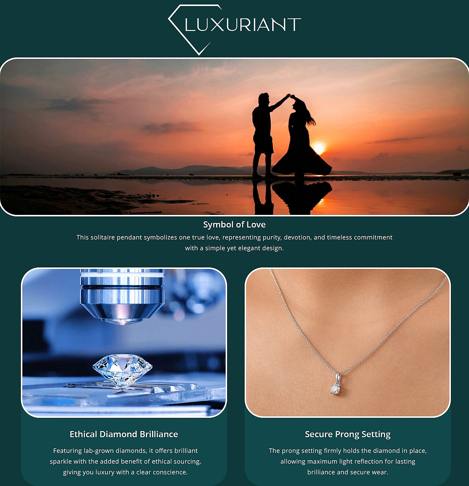 Luxuriant Lab Grown Diamond E-F VS 0.50 ctw Solitaire Pendant Necklace in 10K White Gold 20 Inches Banner