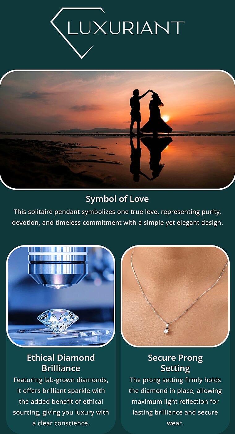 Luxuriant Lab Grown Diamond E-F VS 0.50 ctw Solitaire Pendant Necklace in 10K White Gold 20 Inches Banner