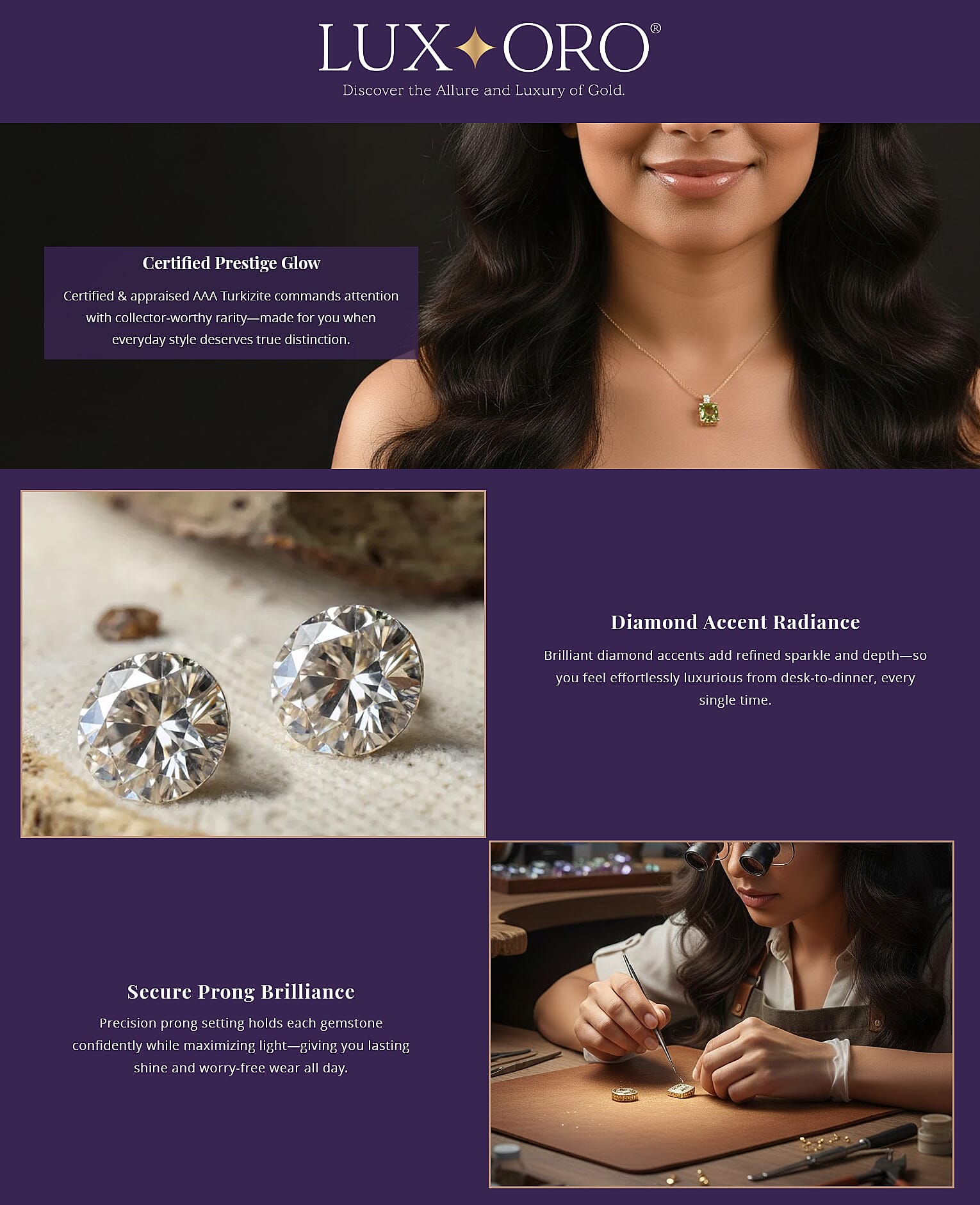 Certified & Appraised Luxoro AAA Turkizite and G-H I2 Diamond 5.85 ctw Pendant Necklace Banner