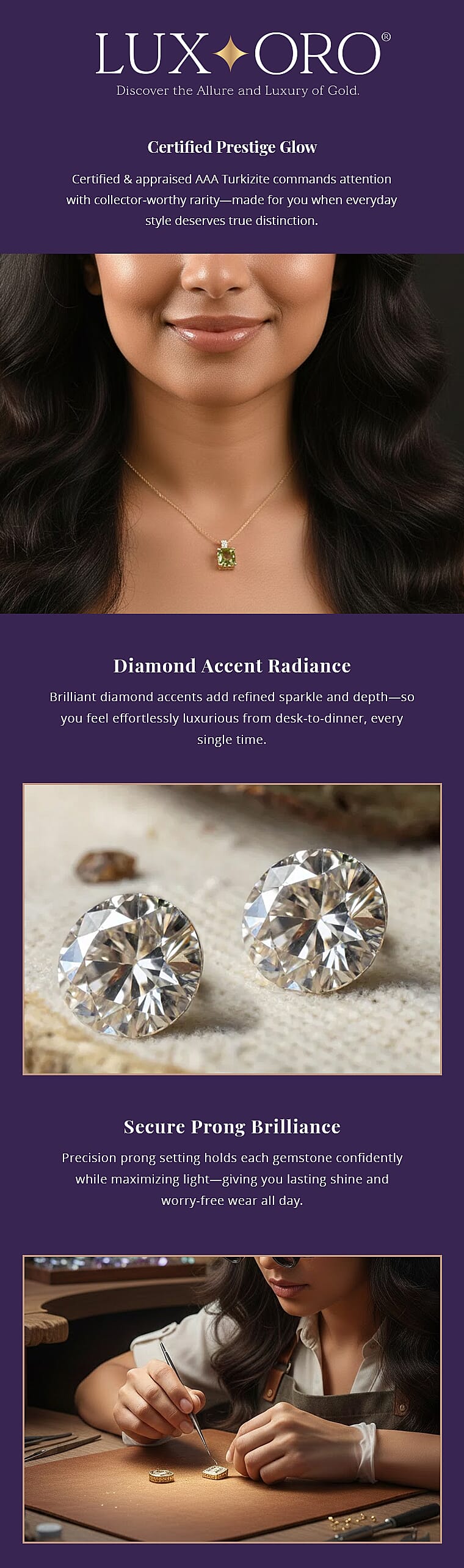 Certified & Appraised Luxoro AAA Turkizite and G-H I2 Diamond 5.85 ctw Pendant Necklace Banner