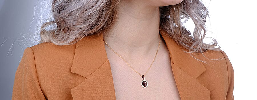 Anthill Garnet Pendant Necklace in Vermeil Rose Gold Over Sterling Silver Banner