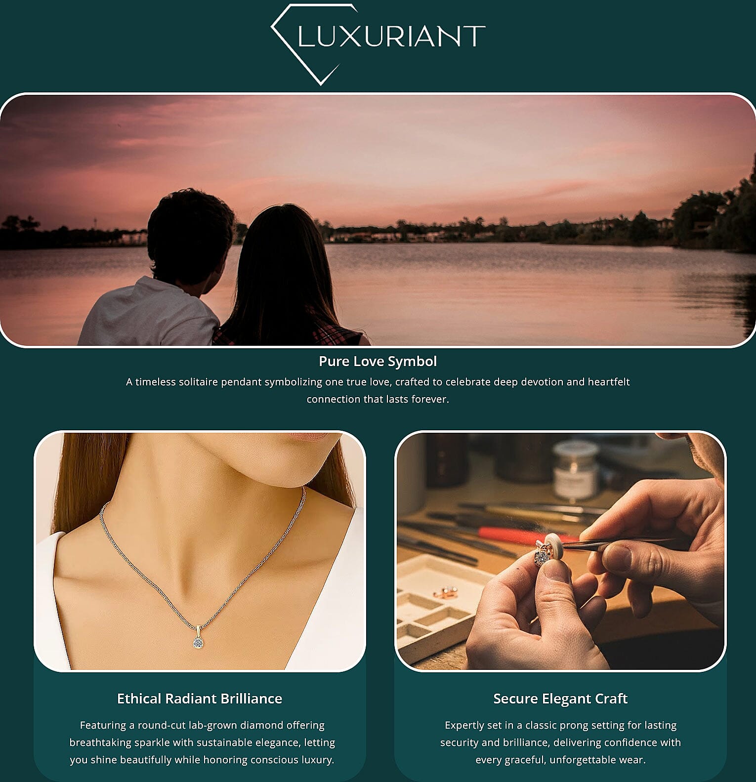 Luxuriant Lab Grown Diamond I2 0.20 ctw Pendant Necklace 20 Inches in 18K Vermeil Yellow Gold Over Sterling Silver Banner