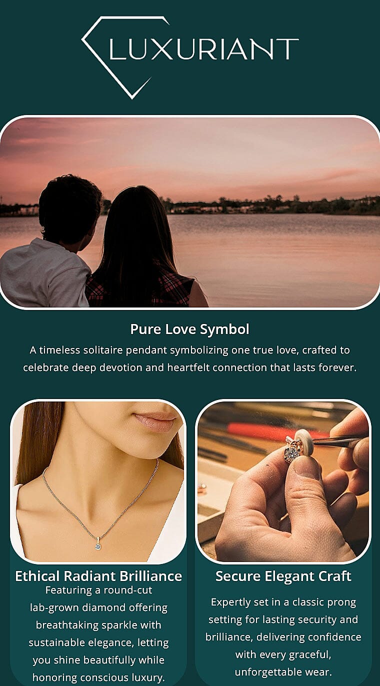 Luxuriant Lab Grown Diamond I2 0.20 ctw Pendant Necklace 20 Inches in 18K Vermeil Yellow Gold Over Sterling Silver Banner