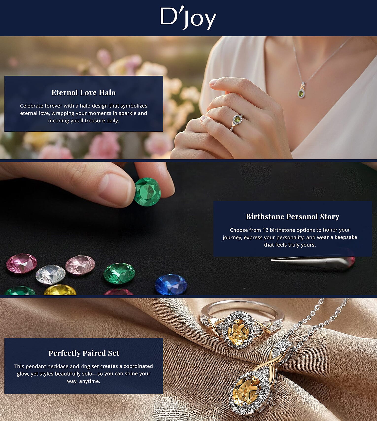 D'Joy African Amethyst and White Zircon 1.10 ctw Ring and Pendant Necklace Banner