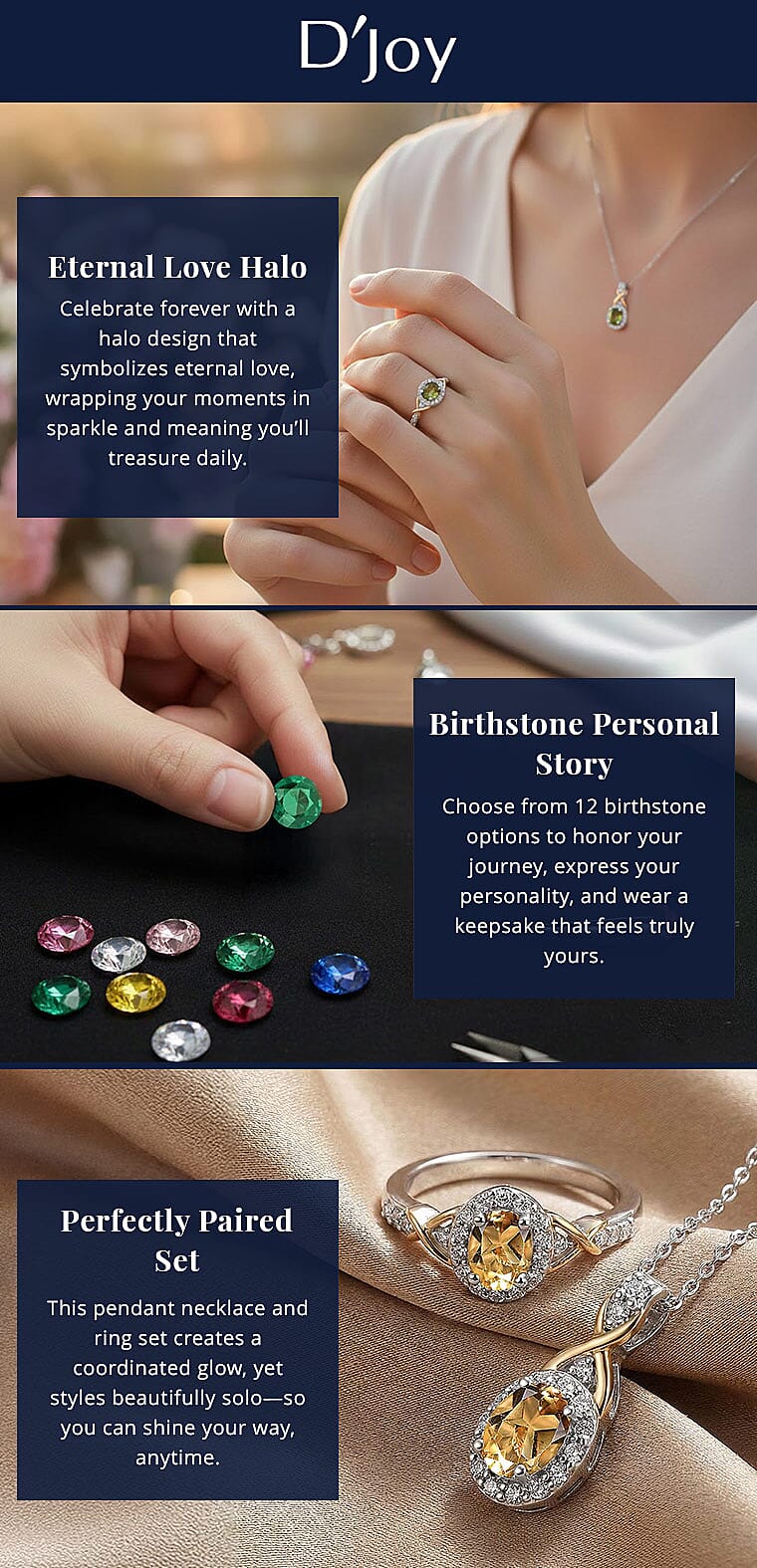 D'Joy African Amethyst and White Zircon 1.10 ctw Ring and Pendant Necklace Banner