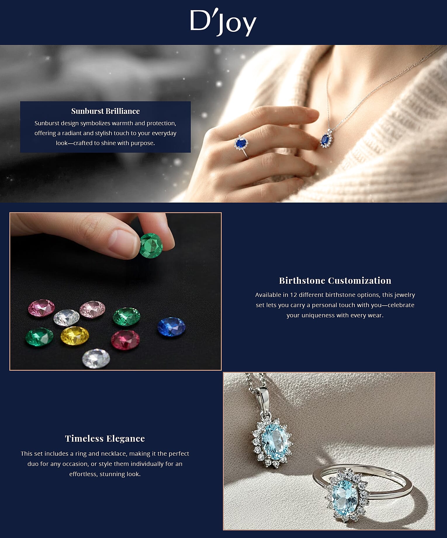 D'Joy Mangoro Aquamarine and White Zircon 2.30 ctw Ring and Pendant Necklace Banner