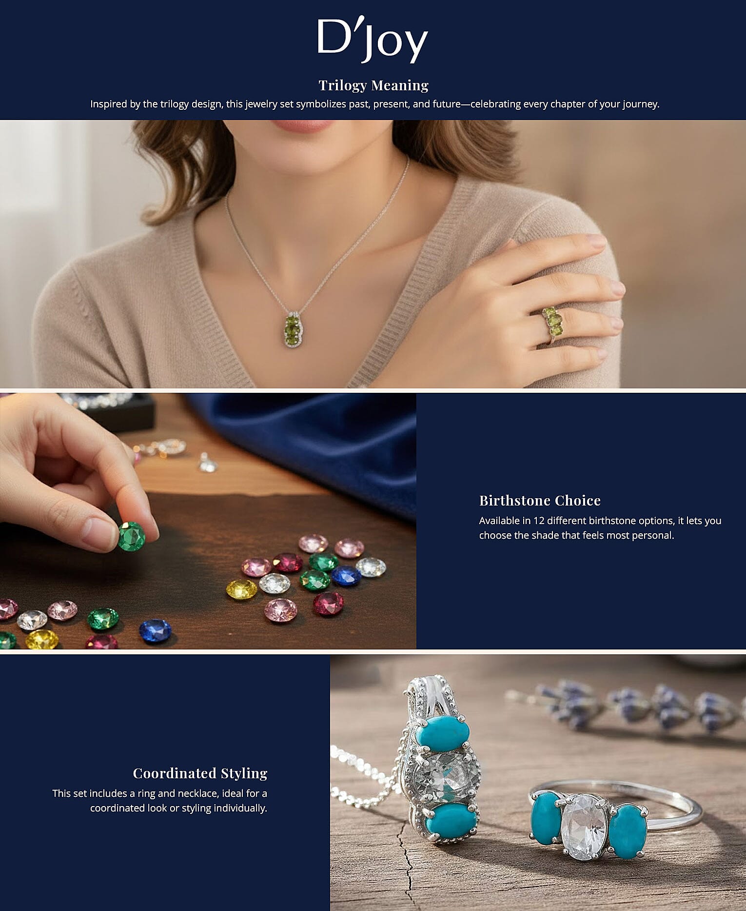 D'Joy 2 Piece Set African Amethyst 2.35 ctw Ring and Pendant Necklace Banner