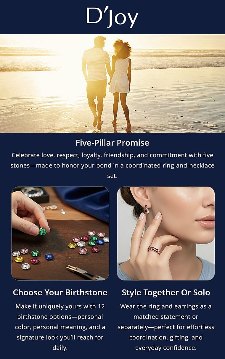 D'Joy African Amethyst, White Zircon 2.20 ctw Band Ring and Earrings Banner