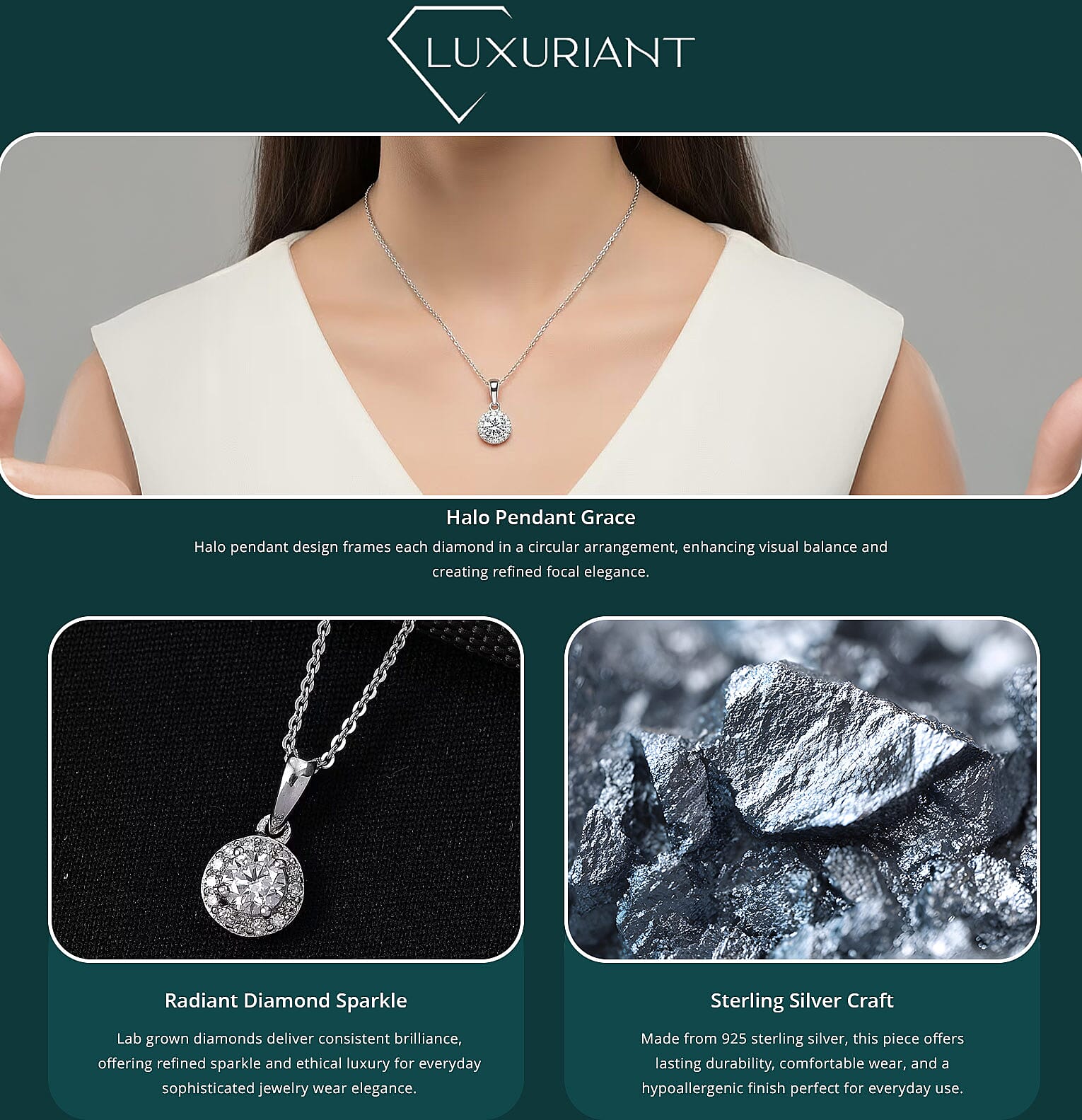 Luxuriant Lab Grown Diamond G-H SI 0.50 ctw Pendant Necklace in Rhodium Over Sterling Silver 20 Inches (Del. In 10-12 Days) Banner