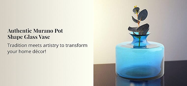 Authentic Murano Pot Shape Glass Vase Banner