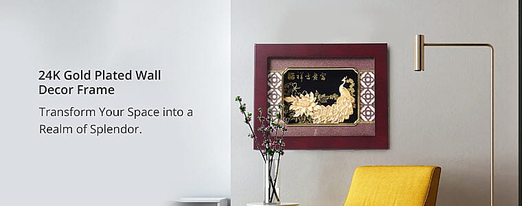 24K Gold Plated Wall Decor Frame Banner