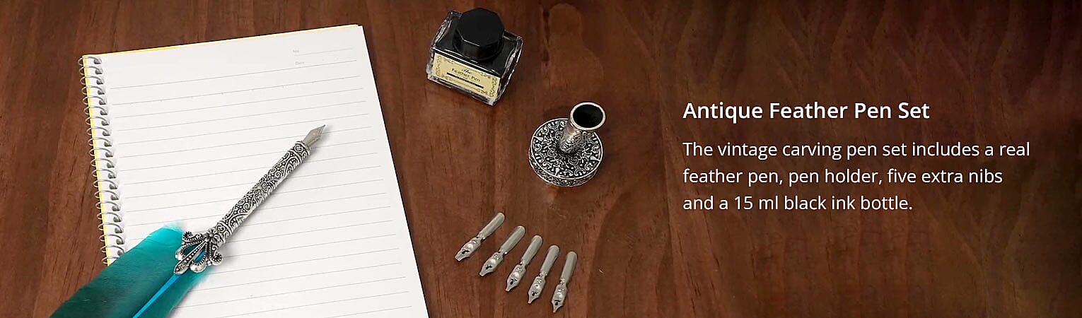 Antique Feather Pen Set Banner