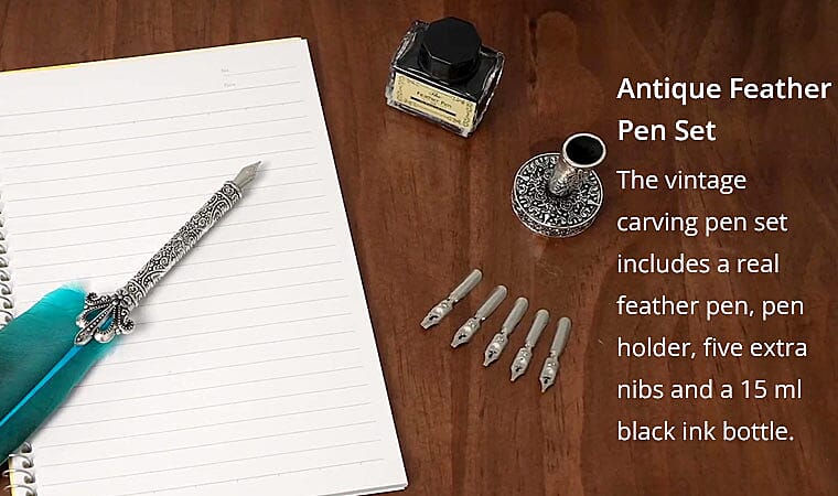 Antique Feather Pen Set Banner