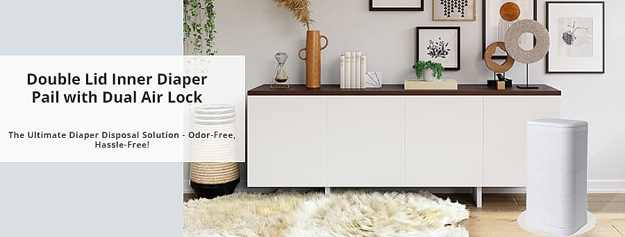 Double Lid Inner Diaper Pail   Banner