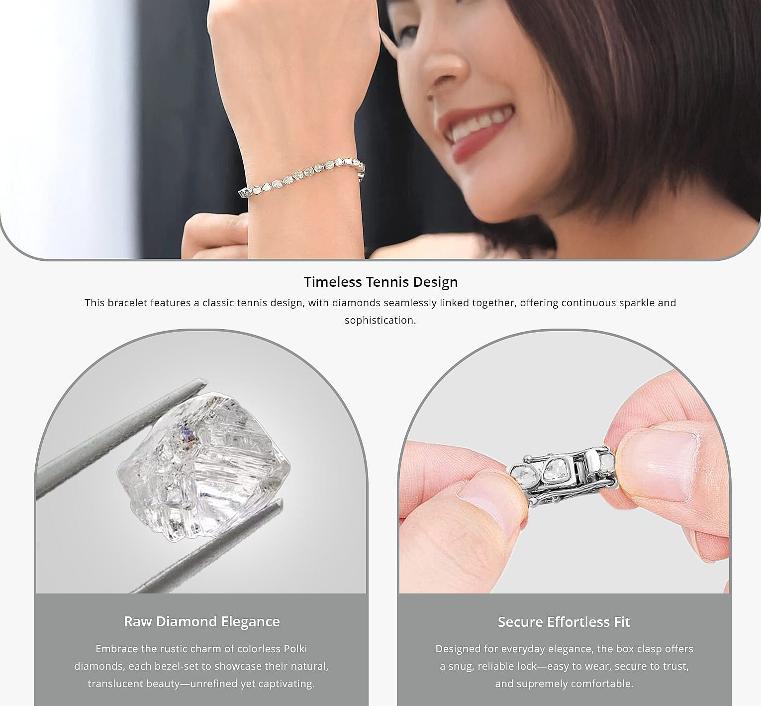 Polki Diamond 2.00 ctw Bracelet in Platinum Over Sterling Silver Banner