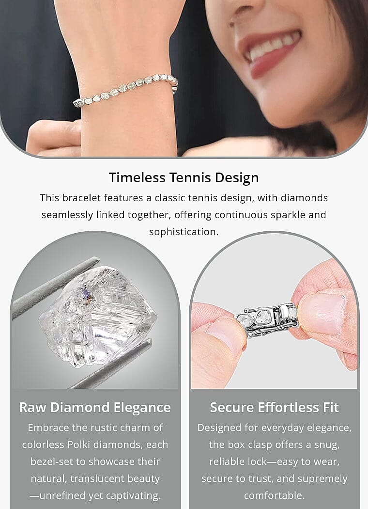 Polki Diamond 2.00 ctw Bracelet in Platinum Over Sterling Silver Banner