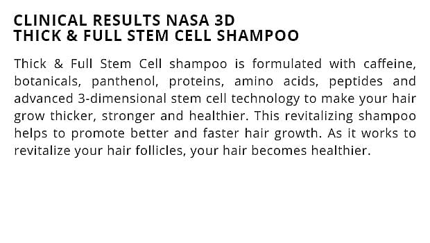 Clinical Results NASA 3D Thick & Full Stem Cell Shampoo Banner