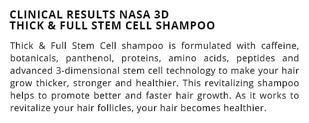Clinical Results NASA 3D Thick & Full Stem Cell Shampoo Banner