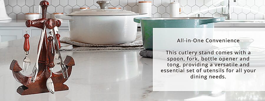 Cutlery Stand with Stainless Steel Spoon Banner