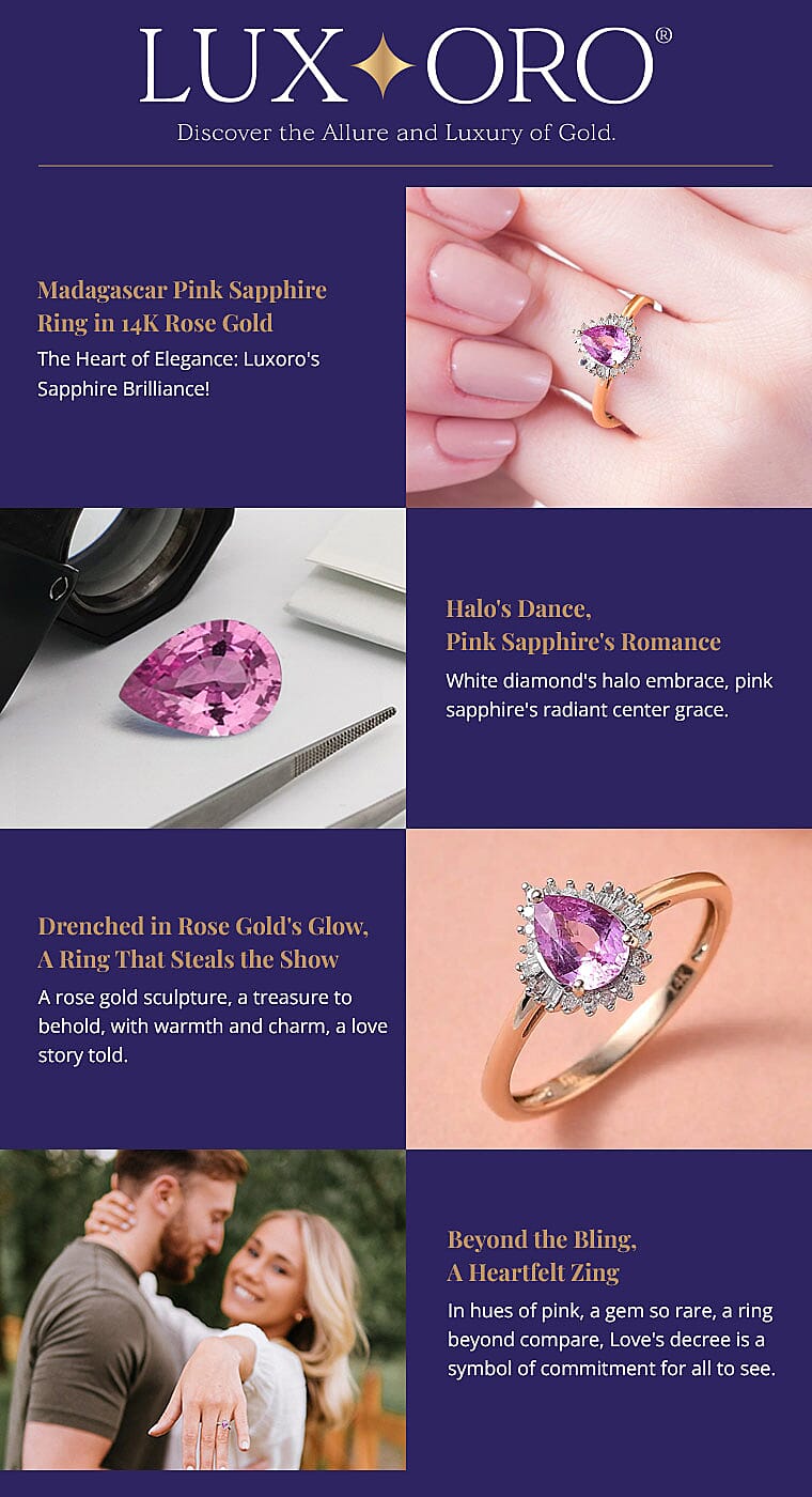 Luxoro AAA Madagascar Pink Sapphire Ring in 14K Rose Gold Banner
