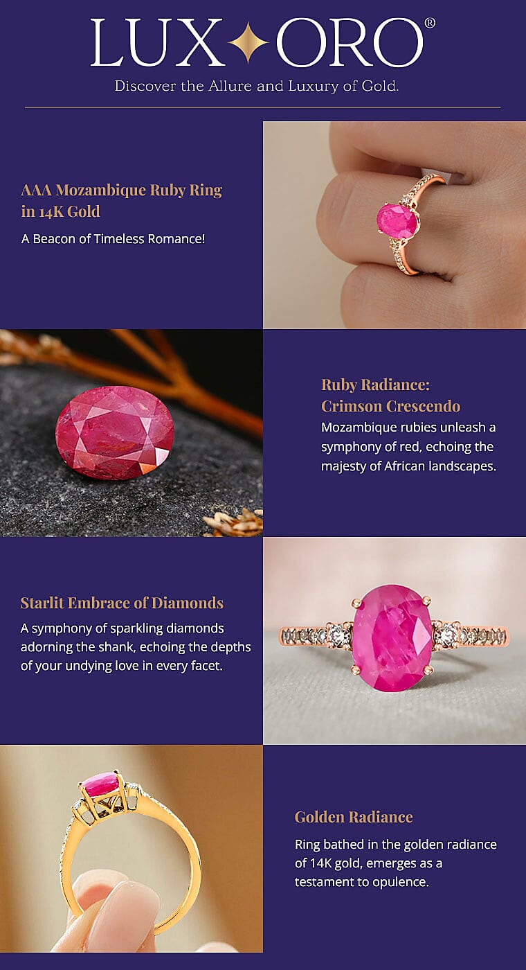 Luxoro AAA Mozambique Ruby Ring in 14K Gold Banner