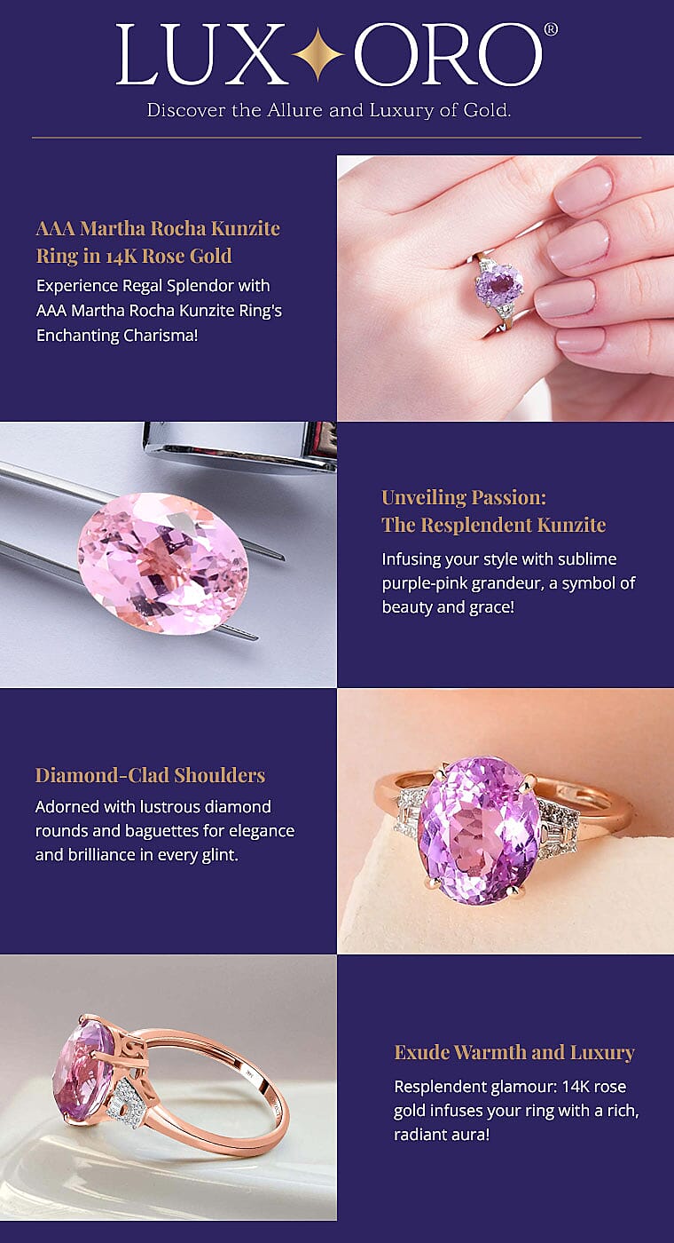 Luxoro AAA Martha Rocha Kunzite Ring in 14K Rose GoldBanner