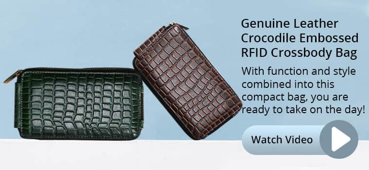 Buy Dark Green Crocodile Embossed RFID Genuine Leather Crossbody Bag for  Women with Wristlet Handle, Shoulder Purse, Crossbody Handbags, Designer  Crossbody