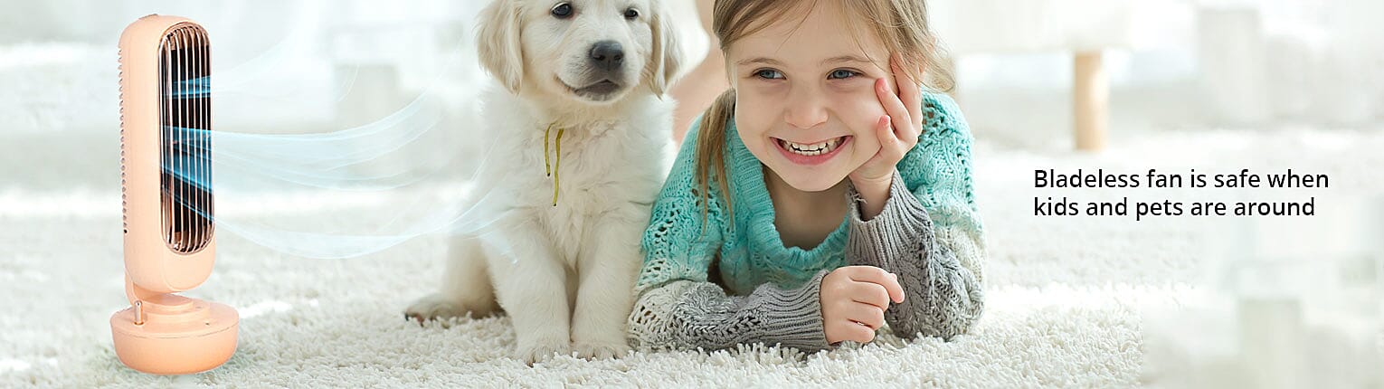 Bladeless fan is safe when kids and pets are around